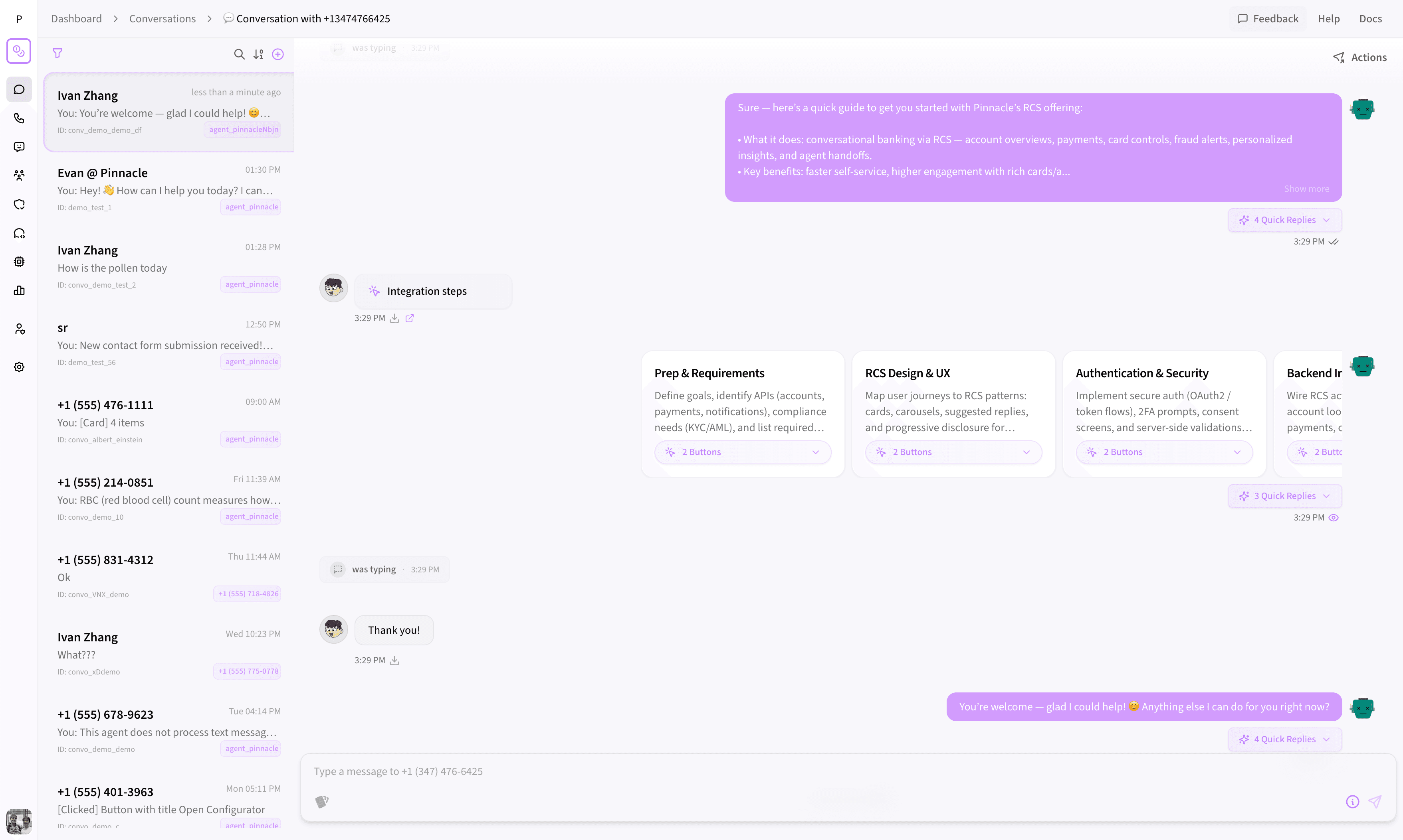 Real-time, two-way conversations with delivery status on every message.