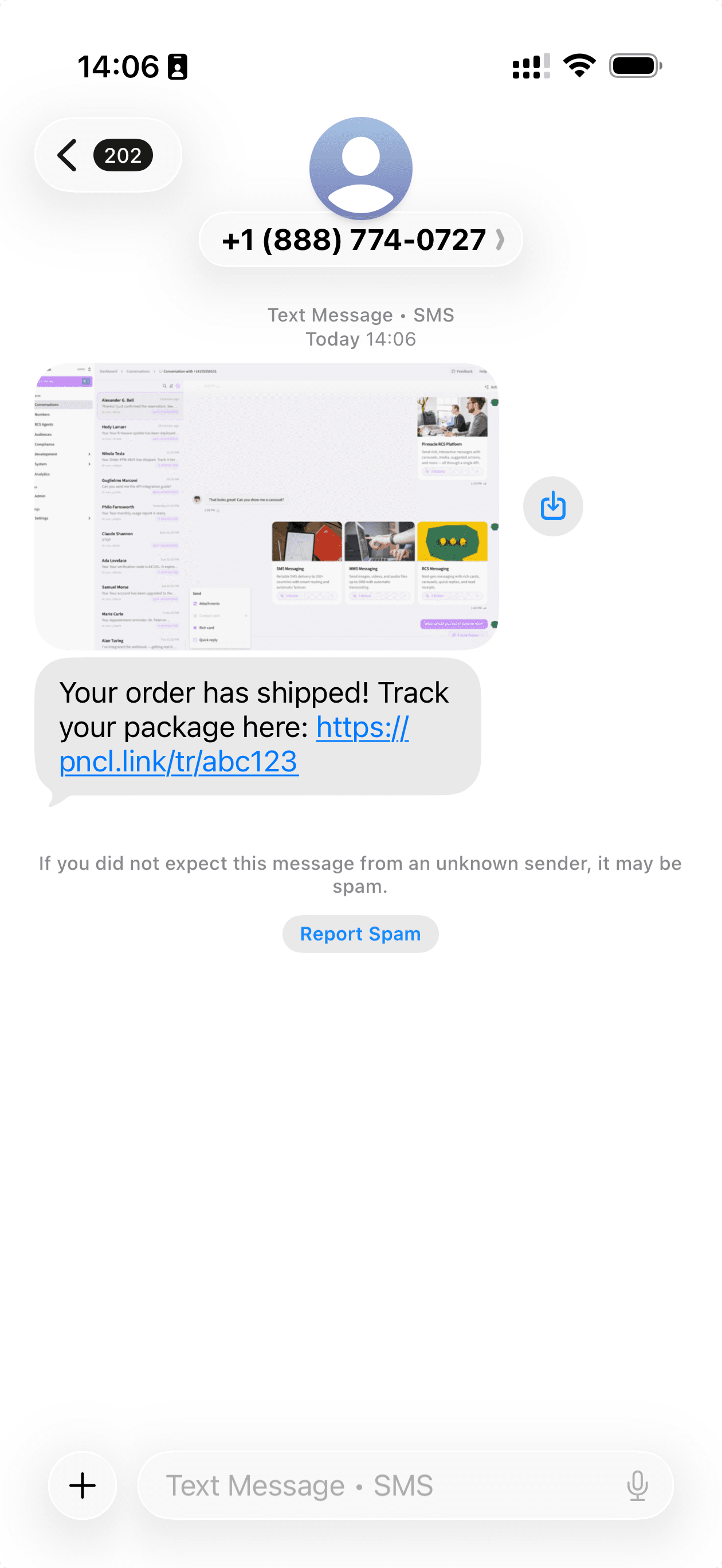 SMS fallback message