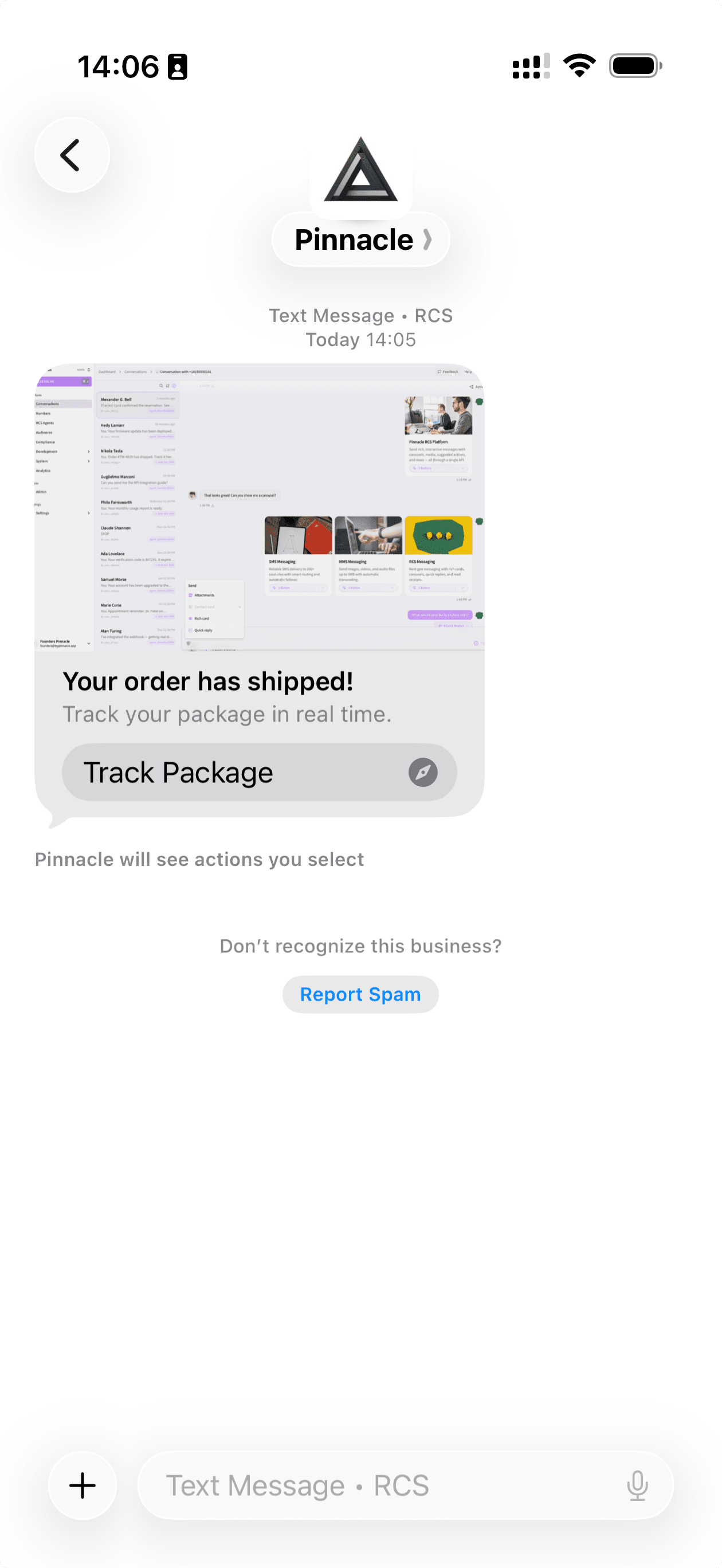 RCS rich card message