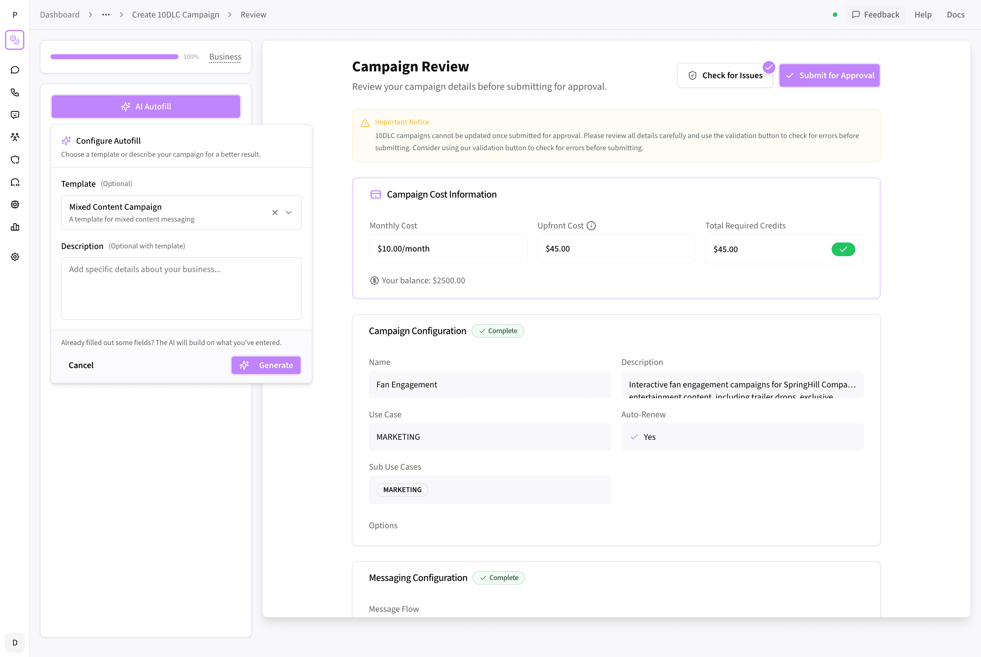 Pinnacle's guided registration wizard with AI autofill — no manual TCR navigation required.